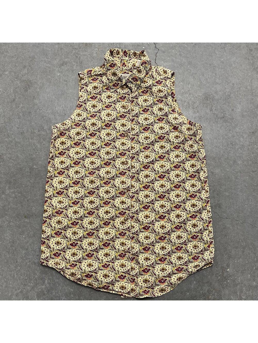 VNTG Aeropostale Floral Sleeveless Collar Shirt